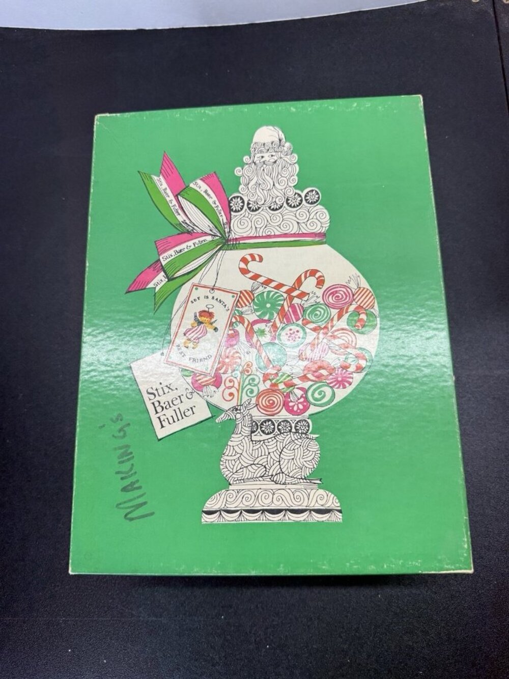 Vintage Christmas Gift Box Stix Baer Fuller Dept Store St Louis Candy Jar 12 X 9